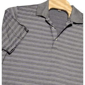 Peter Millar Polo‎ Shirt Men's Short Sleeve Cotton Size L Black-Purple Striped